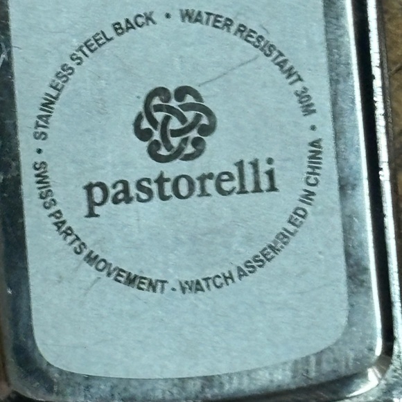 Pastorelli Womens Tank Style Watch Silver Tone Case Mother Of Pearl Dial Works - Picture 3 of 6